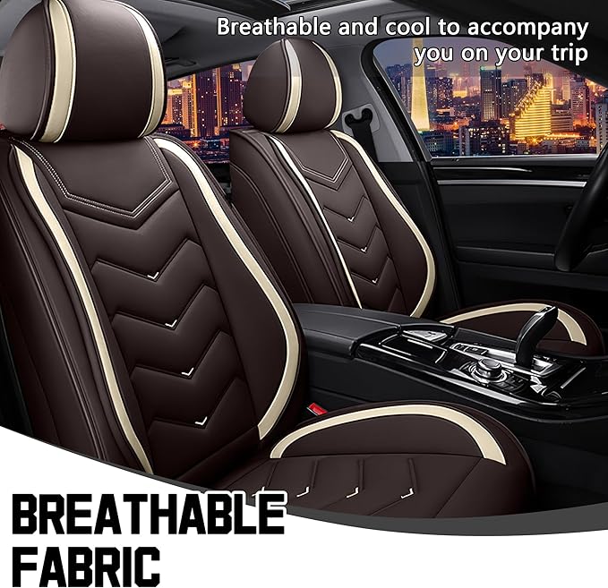 CTDS Car Seat Covers for Chevy Malibu 2000-2026, Stylish Sport Seat Cover, Premium Nappa Leather Car Seat Cover. Automobile Seat Covers Sets.(Standard 2 Seats/Coffee Color)