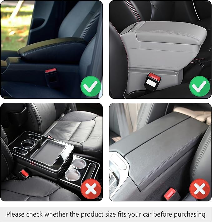 Upgraded Car Center Console Cover,Microfiber Leather Car Armrest Cover Cushion with 2 Storage Bags,Universal Armrest Storage Box Accessories for Most Vehicles (Brown)