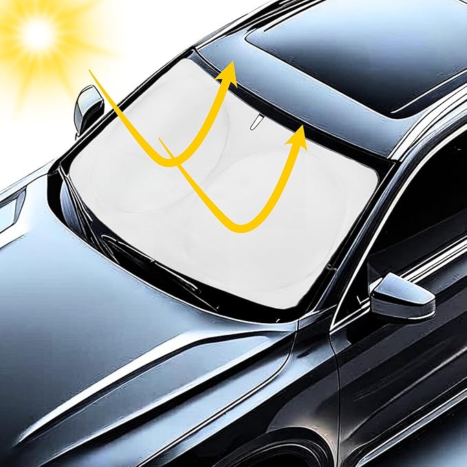 Windshield Sun Shade -Certified 99.87% UVB & 99.02% UVA Car Sun Shade. Award Winning Sunshade - Patented Technology | Compatible for Ford Transit (2015-2026) | Car Shades by Kinder Fluff