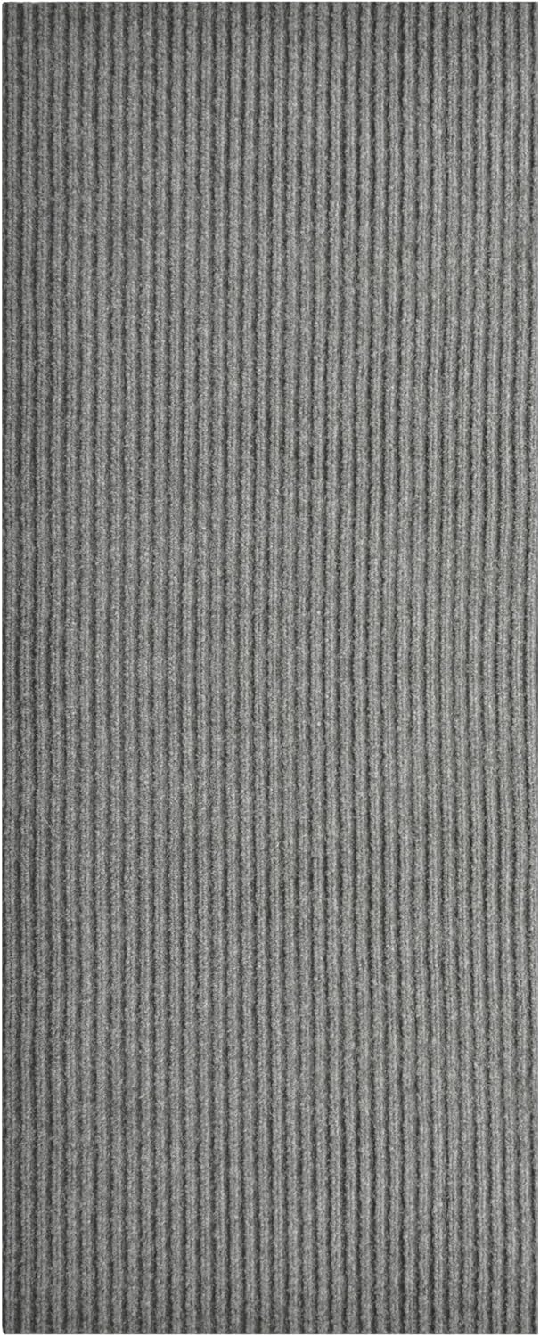 iCustomRug Spartan Weather Warrior Indoor/Outdoor Utility Ribbed Carpet Runner with Non-Slip Thermoplastic Rubber Backing, 3ft X 82ft in Grey