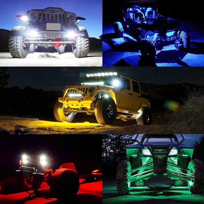 6 Pods LED Rock Lights, Ampper Waterproof LED Neon Underglow Light for Car Truck ATV UTV SUV Offroad Boat Underbody Glow Trail Rig Lamp (Yellow)