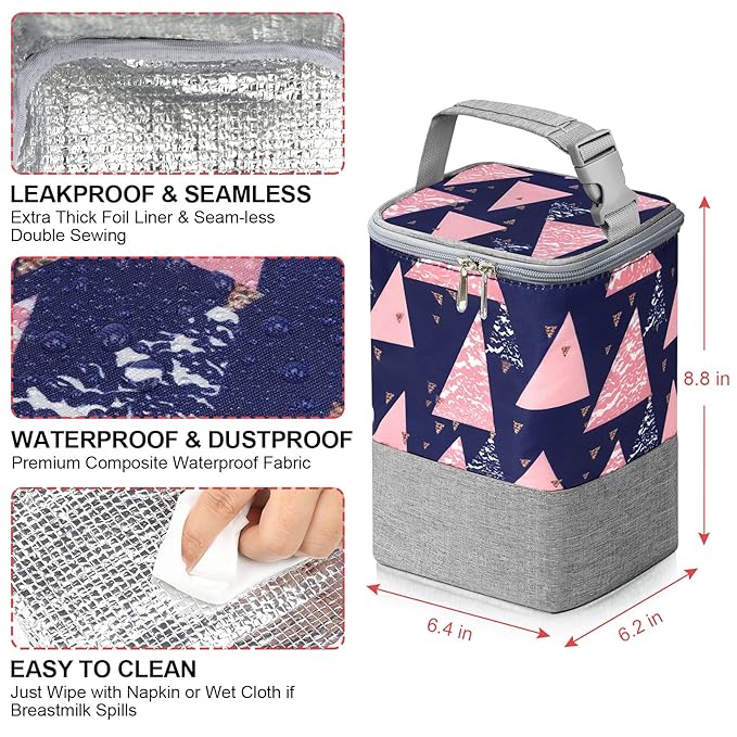 Accmor Breastmilk Cooler Bag, Baby Bottle Cooler Bags, Insulated Bottle Cooler Tote Bags On The Go, Fits 4 Large 8oz Bottles, for Nursing Mom Daycare Travel