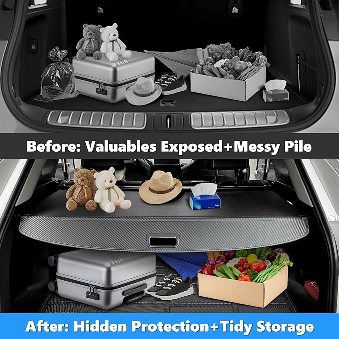 MIALUTY® Cargo Cover for 2020-2025 2026 Kia Telluride Retractable Trunk Cover Telluride Accessories Anti-Peeping Anti-Theft Privacy Screen,Trunk Luggage Shield Shade Carbon Fiber Texture