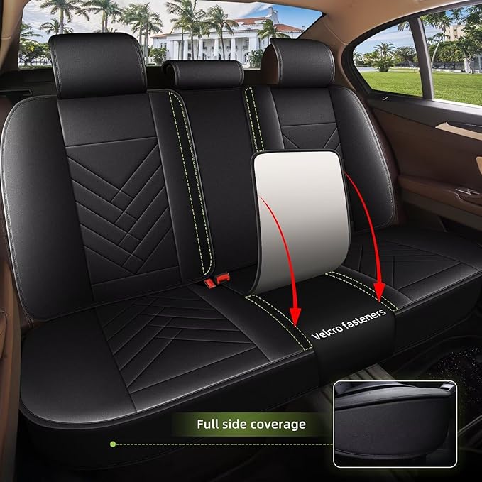AOMSAZTO Car Seat Covers Fit for Honda Accord 2003-2017 Full Set Premium Seat Covers Waterproof Leather Automotive Seat Cushion Protector Compatible with Airbag(5 Seats,Black)