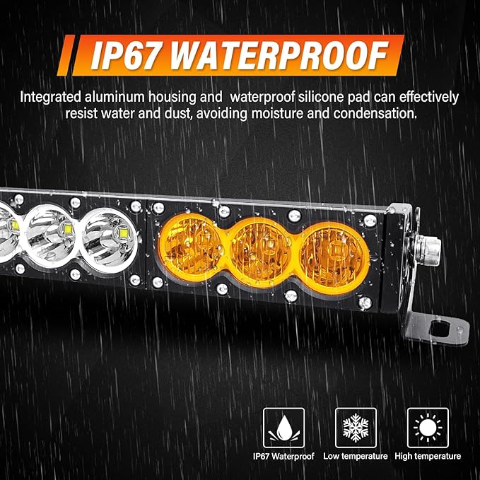 Willpower 44 inch LED Light Bar Single Row White Amber Dual Color 240W Off Road Light Bar Spot Flood Combo LED Work Light Truck UTV 4x4 Cars SUVs ATVs Boats Fog Driving Light with Wiring Harness kit