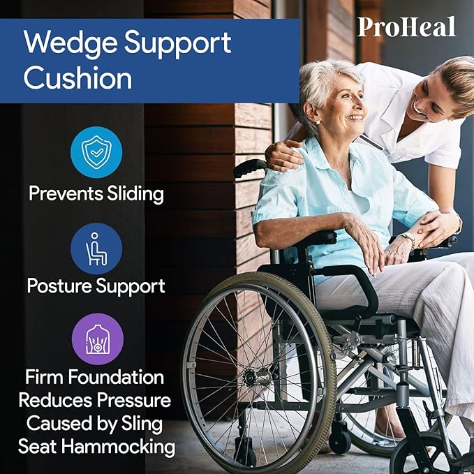 Gel Wedge Seat Cushion with Pommel, Bariatric 22" x 16" x 4" -2" - Better Posture and Hip Positioning - High Density Foam and Pressure Redistribution Gel and Back, Tailbone, and Coccyx Support