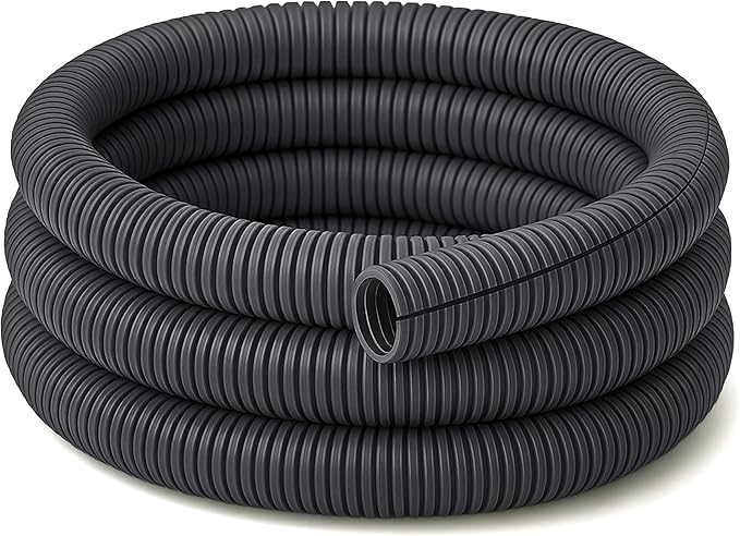 Electriduct Split Wire Loom Tubing Polyethylene Corrugated Flexible Conduit - 1/4" Nominal Size - 100 Feet - Gray