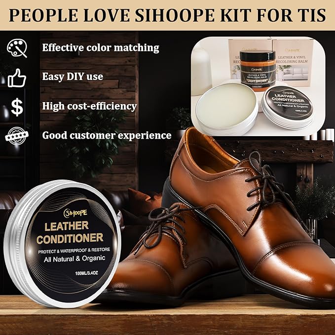 8.8oz Leather Recoloring Balm with 100ml Mink Oil,Gray Leather Repair Kit for Furniture,Leather Repair Cream,Leather Scratch Repair for Car Interior,Leather Conditioner for Couch