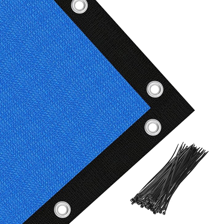 Amagenix 90% Pergola Shade Cover 8' X 16' Sun Shade Cloth with Grommets for Outdoor Garden Patio Porch, Commercial Grade 200 GSM - Cable Zip Ties Included (We Customized) GN108, Blue