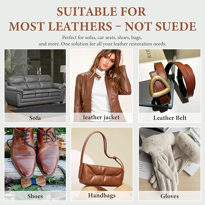 Leather Recoloring Balm Leather Color Restorer Scratch Repair Leather Paint for Furniture Couches Car Seats Shoes Bags Leather Dye and Scratched Leather with Leather Conditioner - Beige