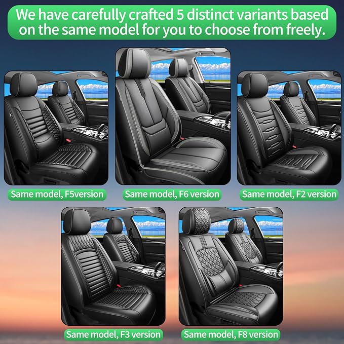 Fit Prologue Car Seat Covers for Honda Prologue 2024 2025 2026-Upgraded Premium Waterproof & Breathable Leather,Airbag Compatible,All-Weather Seat Cushion Protector,Full Set,Black-Grey