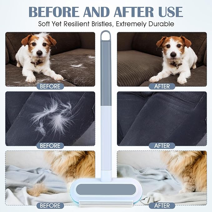 Pet Hair Remover 4 in 1, Pet Hair Remover Brush for Furniture, with Carpet Rake and Lint Rollers Use for Couch, Carpet, Furniture, Bedding, Car Interior Cleaning
