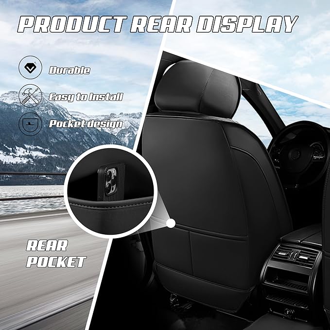 Car Seat Covers Fit for Infiniti g37 2000-2026, Stylish Sport Seat Covers, Waterproof Wear-Resistant Premium Nappa Leather Car Seat Cover.(Full Set with Pillow/Pure Black)