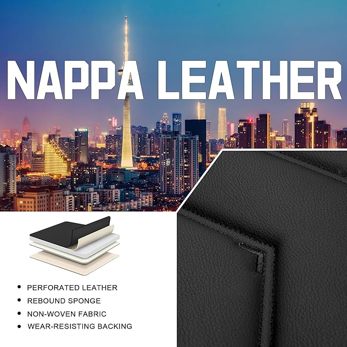 CTDS Car Seat Covers for Mazda CX-5 CX-3 CX-7 CX-9 CX-50 CX-30 CX-70 CX-90 2007-2026, Stylish Sport Seat Cover, Premium Nappa Leather Car Seat Cover.(Luxury 2 Seats/Pure Black)