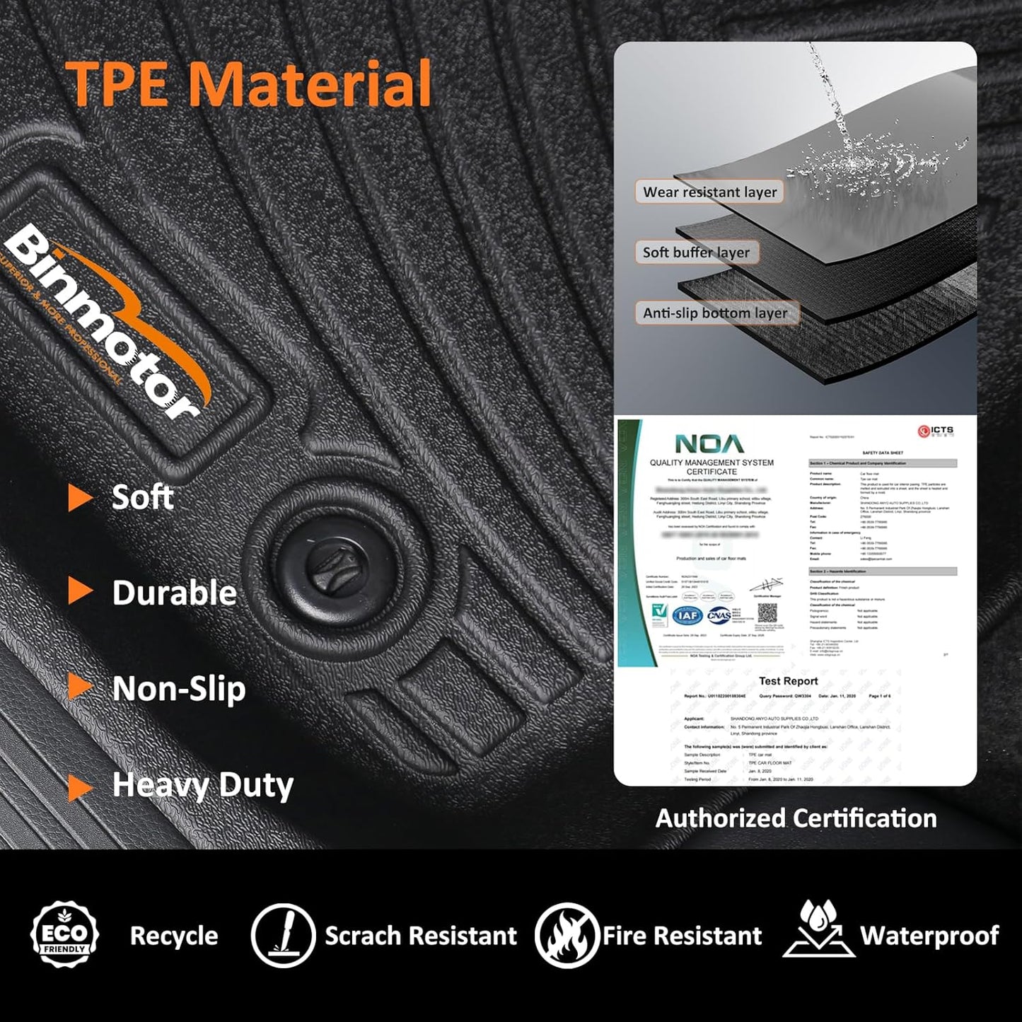 Binmotor-All Weather Floor Mats Cargo Liner Set for BMW X1 2023 2024 2025,1st & 2nd Row Full Set, TPE Rubber mats Heavy Duty Car Floor Liners-Black for X1 Accessories