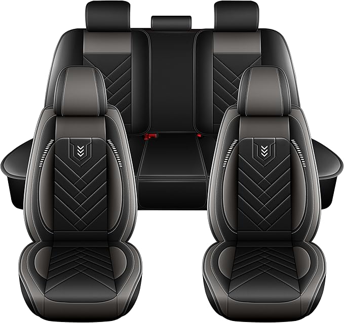 AOMSAZTO Car Seat Cover for Chevrolet Chevy Trailblazer 2021-2024 2025 2026 Full Set: Waterproof Faux Leather Car Seat Protector - Interior Seat Covers Decoration Refresh Accessories - Black&Grey