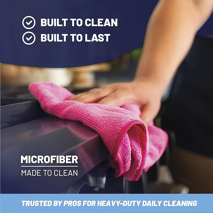 MW Pro Microfiber Cleaning Cloth | Black, Red, Gray (12 Pack) | Size 16" x 16" | All Purpose Microfiber Towels - Clean, Dust, Polish, Scrub, Absorbent
