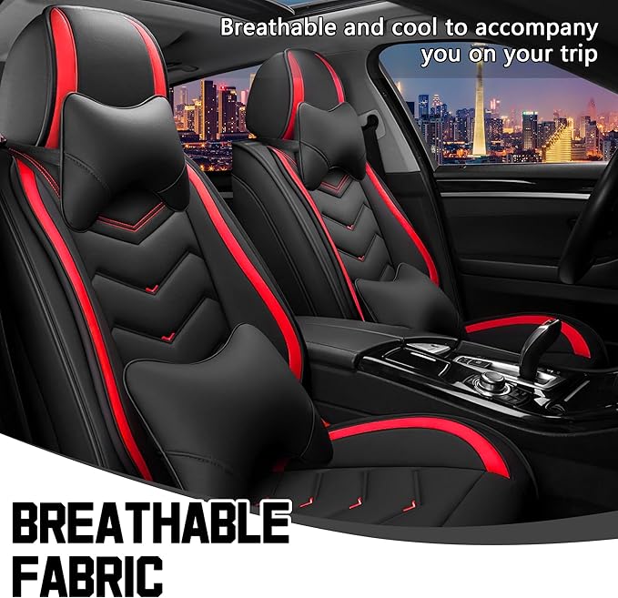 CTDS Car Seat Covers for Mazda CX-5 CX-3 CX-7 CX-9 CX-50 CX-30 CX-70 CX-90 2007-2026, Stylish Sport Seat Cover, Premium Nappa Leather Car Seat Cover.(Luxury 2 Seats/Black Red)
