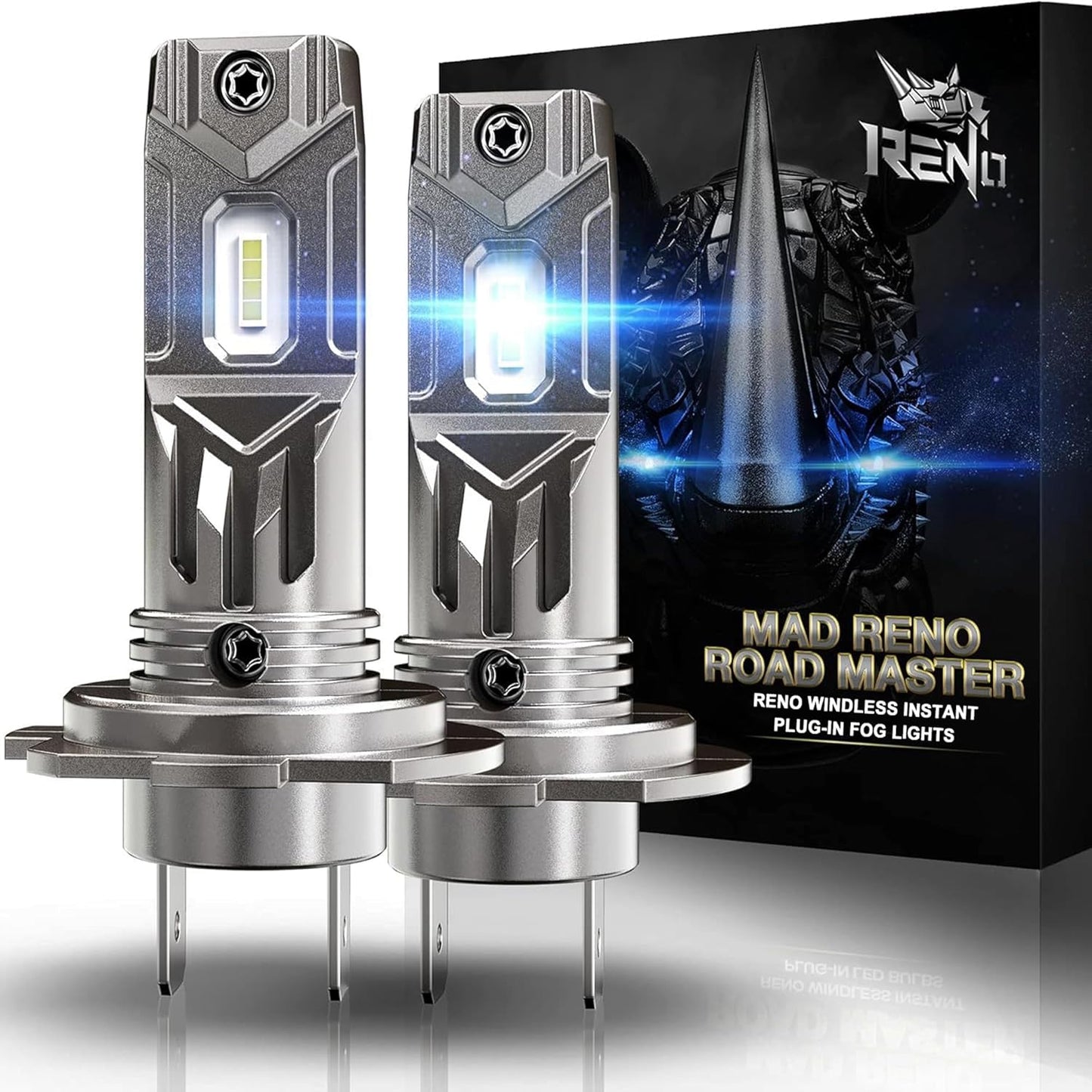 RENO H7 Bulb, H7 Fog Lights Bulbs Fanless In Line Fog Bulb Plug and Play, Pack of 2