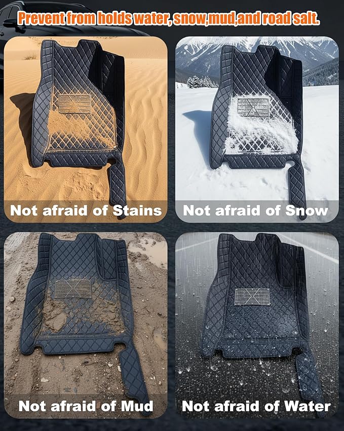 All-Weather car Floor MATS-Suitable for 99% of car Models,Leather car mat, offering Personalized Embroidery and Multiple Color Options,Provide Protection for car Rug (Lightbrown1)