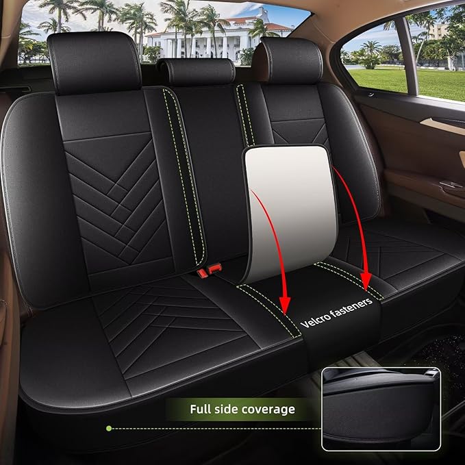 AOMSAZTO Car Seat Covers Fit for Buick Envision 2017-2026: Full Set Waterproof Faux Leather Automotive Seat Covers Vehicle Seat Cushion Protector Car Interior Covers(5 Seats Black)