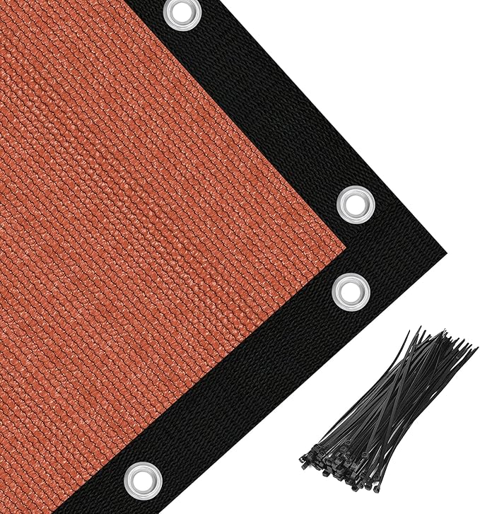 Amagenix 90% Pergola Shade Cover 6' X 10' Sun Shade Cloth with Grommets for Outdoor Garden Patio Porch, Commercial Grade 200 GSM - Cable Zip Ties Included (We Customized) GN108, Rust Red