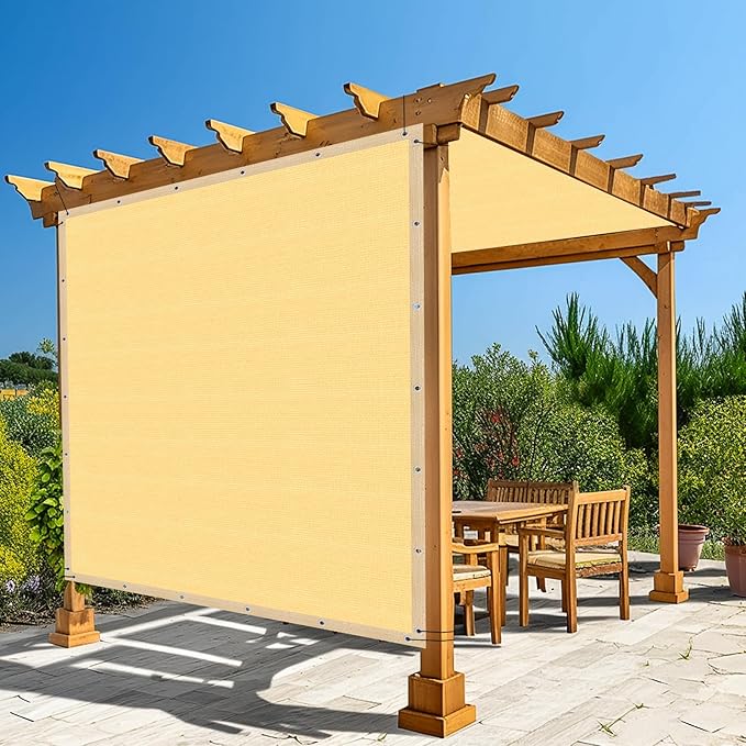 Amagenix 90% Shade Fabric 14'X 22' Sand Sun Shade Cloth with Grommets for Pergola Replacement Shade Cover Canopy, Heavy Duty, Cable Zip Ties Included (We Customized)