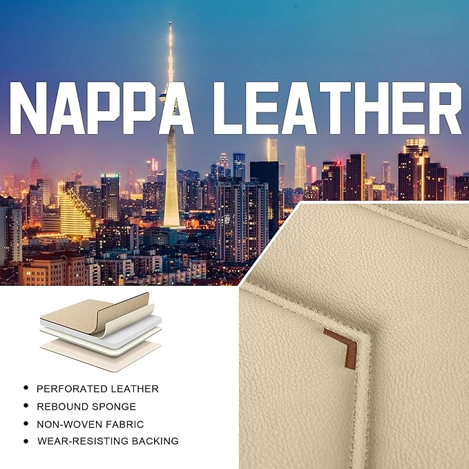 CTDS Car Seat Covers for Hyundai Kona 2018-2026, Stylish Sport Seat Cover, Premium Nappa Leather Car Seat Cover. Automobile Seat Covers Sets.(Luxury 2 Seats/Beige)