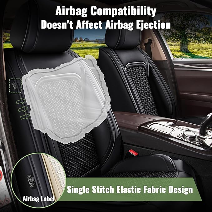 Car Seat Covers for Mazda CX5 CX-5 2013-2025 2026, Breathable Cooling Ice Silk Leather Car Seat Covers, 5 Seats Full Set Vehicle Seat Protector Seat Cushion Auto Accessories (Black)