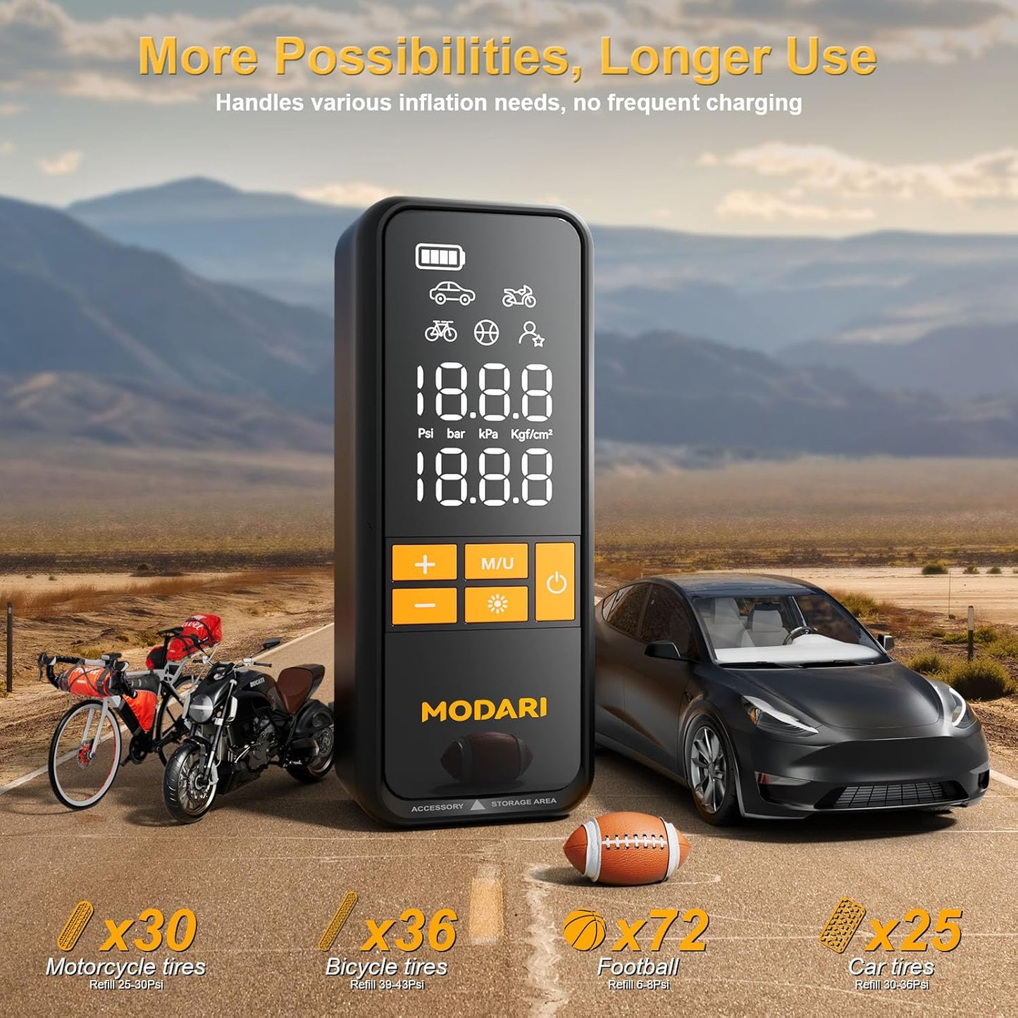 Tire Inflator Portable Air Compressor, 5X Faster 160 PSI Portable Tire Inflator for Car, Built-in Magnetic Storage, Auto Shut-Off Cordless Air Pump for Car Tires, SUV, Truck (No case)