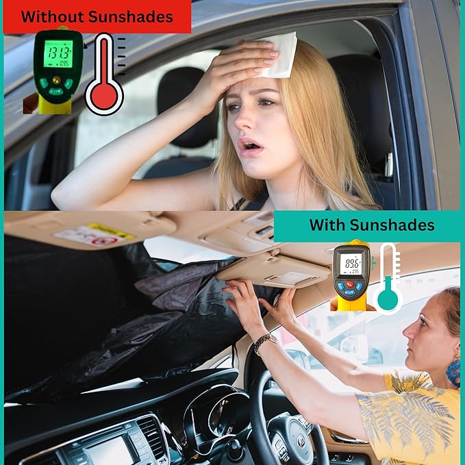 Windshield Sun Shade -Certified 99.87% UVB & 99.02% UVA Car Sun Shade. Award Winning Sunshade - Patented Technology | Compatible for BMW Mini Cooper F55 2014-2025 | Car Shades by Kinder Fluff