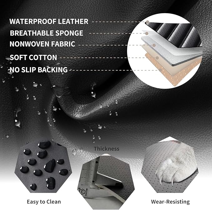 Front Seat Covers Fit for Toyota RAV4 Hybrid 2016-2026, Car Seat Covers Front Seats, Breathable Faux Leather Automotive Seat Covers Front Pair Anti-Slip Seat Cover(Black, Front)