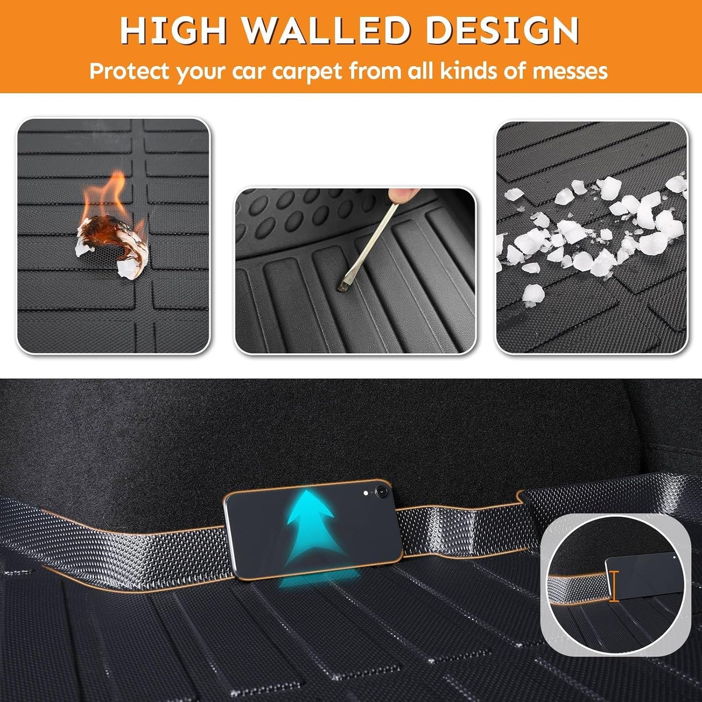 Binmotor-Floor Mats for Mitsubihi Outlander 2014-2021, All Weather Car Floor Mat for Outlander Accessories TPE Heavy Duty Rubber Liners