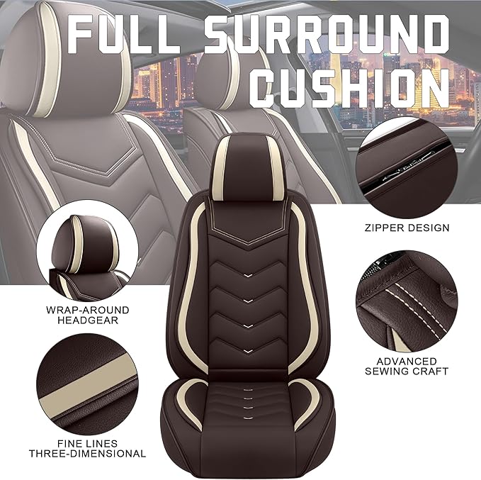 CTDS Car Seat Covers for Mazda CX-5 CX-3 CX-7 CX-9 CX-50 CX-30 CX-70 CX-90 2007-2026, Stylish Sport Seat Cover, Premium Nappa Leather Car Seat Cover.(Standard 2 Seats/Coffee Color)