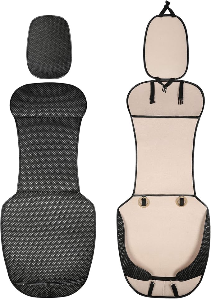 Auto Newer Luxury Breathable Car Seat Cover Fit Four Seasons, Universal Front of Car Seat Cushions, Bottom Seat Covers of Full Wrapped Edge,Universal Fit for 95% Cars,SUV(Black+Grey，2PCS)
