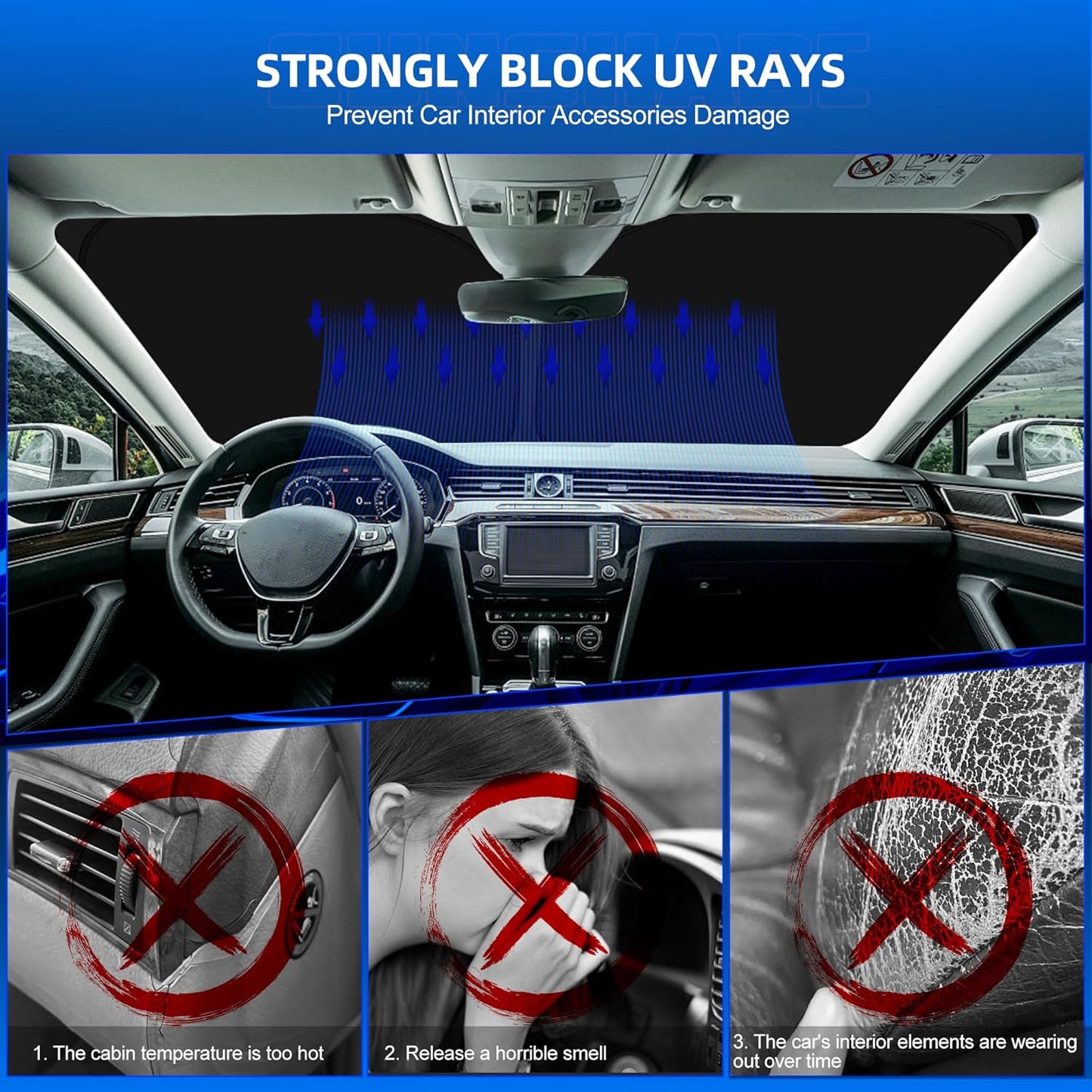 Windshield Sun Shade for Audi Q3 2019-2025 Foldable Sunshade Custom Fit Front Window Car Interior Accessories Protector Blocks UV Rays