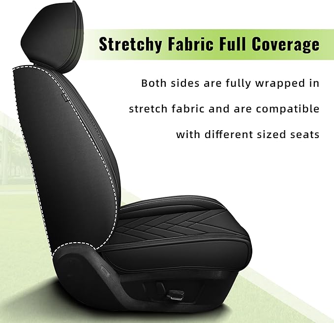 AOMSAZTO 2 Front Seat Covers Fit for Mazda 6 2010-2021: First Row 2PCS Faux Leather Waterproof Seat Covers Automotive Seat Cushion Protector(Black)