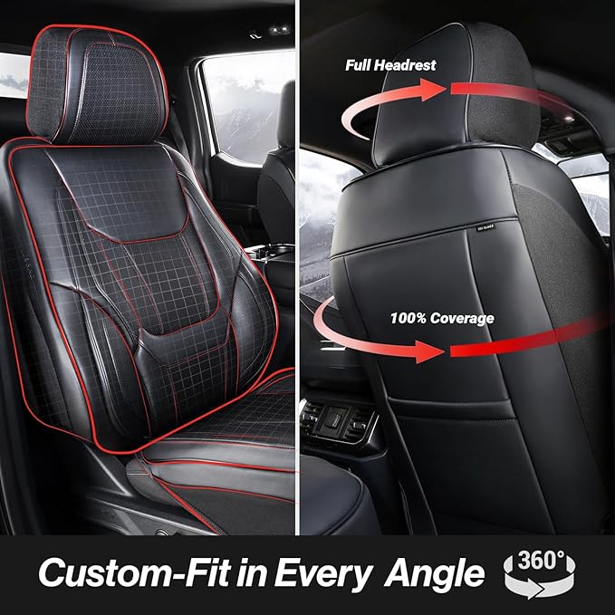 Coverland Custom Fit Car Seat Covers for SUV Compatible with [2022-2026 Lexus NX 250, NX 350h] Premium Seat Cover Water Resistant Leather Non-Slip Interior Protector [Full Set Black - Size Chart X81]