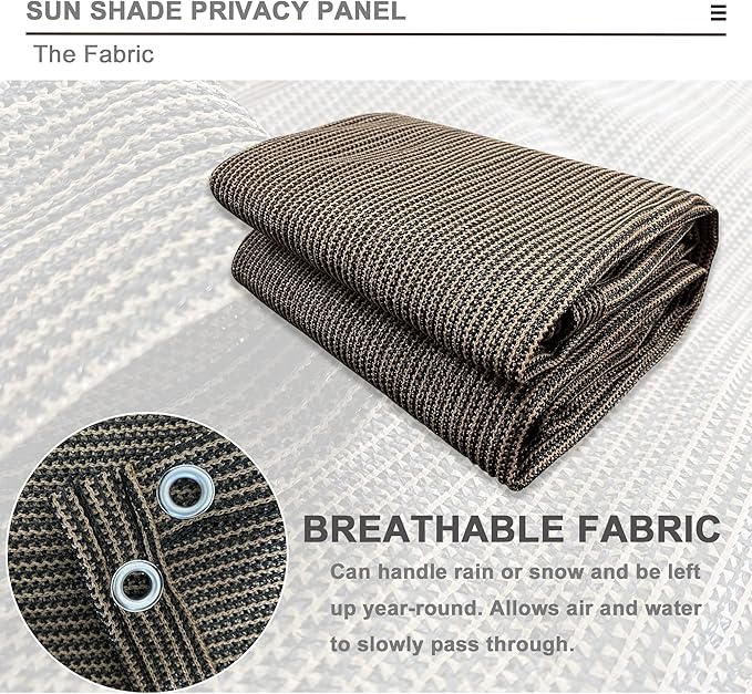 Sun Shade Privacy Panel with Grommets on 4 Sides for Patio, Awning, Window Cover, Pergola or Gazebo (Mocha Brown, 8' x 10')