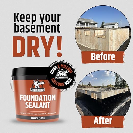 Liquid Rubber Basement and Foundation Repair Sealant - Waterproof Concrete Sealer & Crack Filler - Flexible Coating for Indoor & Outdoor Use - Waterproofing Paint - Black, 12 Pack