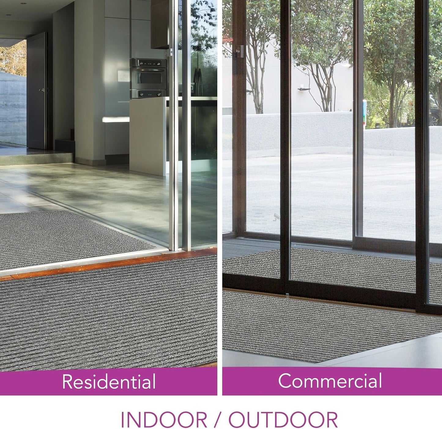 iCustomRug Spartan Weather Warrior Indoor/Outdoor Utility Ribbed Carpet Runner with Non-Slip Thermoplastic Rubber Backing, 3ft X 56ft in Grey