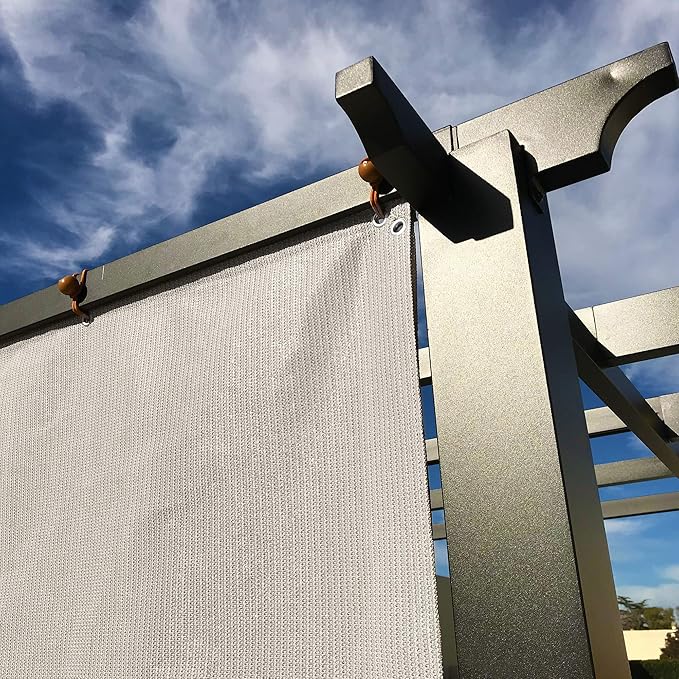 Alion Home Sun Shade Privacy Panel with Grommets and Hems on 4 Sides for Patio, Awning, Window, Pergola or Gazebo - Smoke (12' x 5')