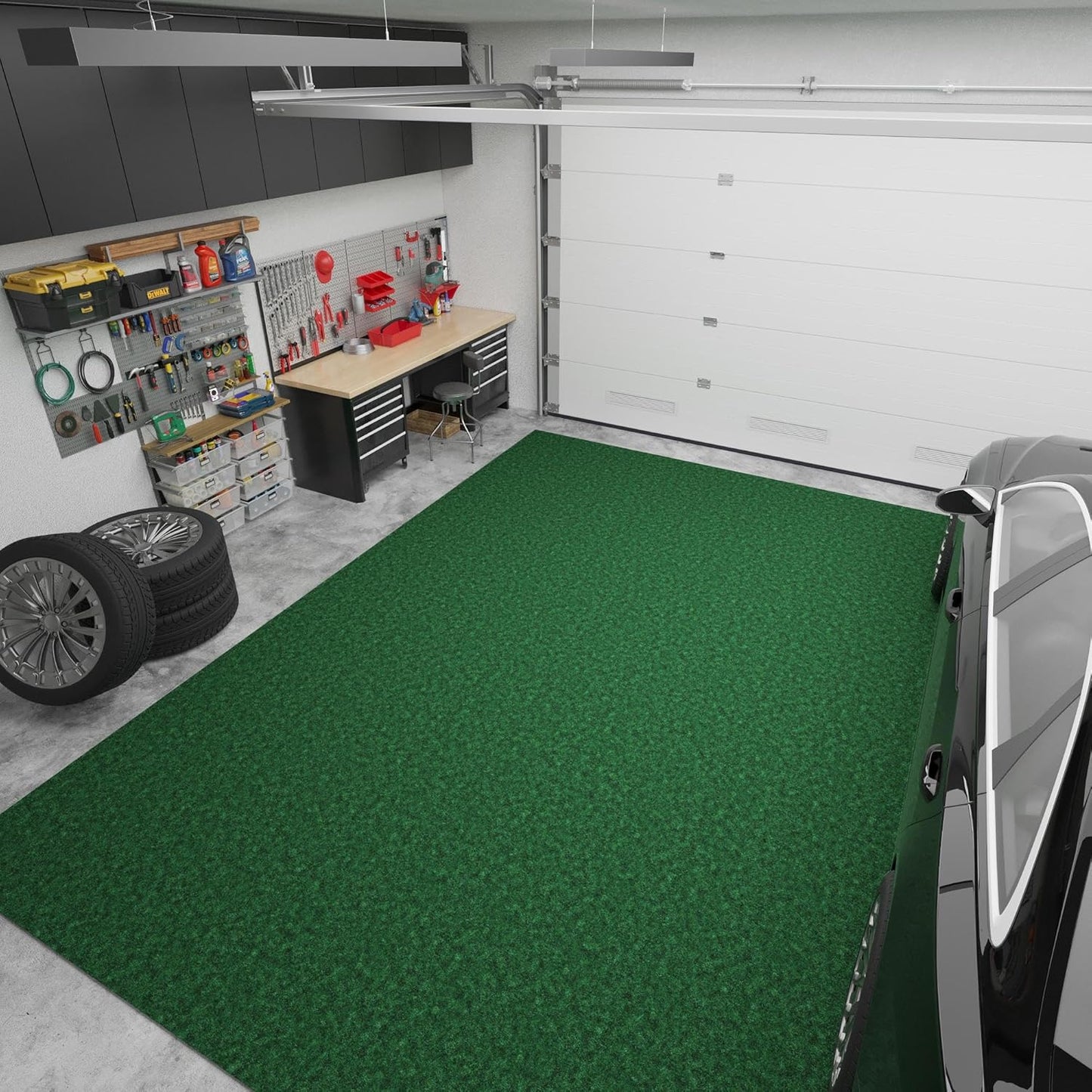 Ottomanson 6'6" x 17' Hallway Runner with Scraper Pile - Extra Durable Non-Slip Rug Mat for Indoor & Outdoor Use - Ideal for Kitchen, Entryway & Garage - High-Traffic Carpet, Green
