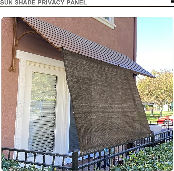 Alion Home Sun Shade Privacy Panel with Grommets and Hems on 4 Sides for Patio, Awning, Window, Pergola or Gazebo - Mocha Brown (12' x 16')