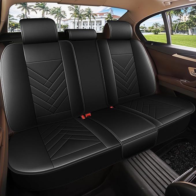 AOMSAZTO Car Seat Covers Full Set Fit for Nissan Maxima 2011-2023 Waterproof Faux Leather Car Seat Cushions Automotive 5 Seat Covers Set（Black）