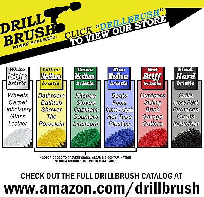 Grill Cleaning Drill Scrub Brush Attachment - Black Ultra Stiff Brush Attachments for Drill - BBQ, Griddle and Smoker Cleaning Brush - Nylon Grill Brush Stainless Steel
