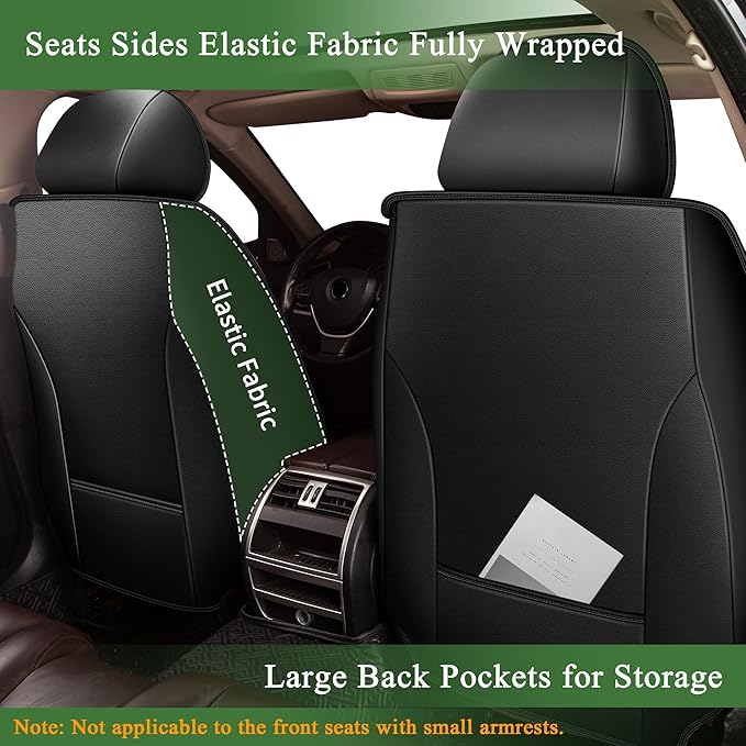 Bling Diamond Embroidered Seat Covers for Nissan Murano 2011-2025 2026, Full Set 5 Seats, Sparkle Rhinestone Breathable Perforated Faux Leather Car Seat Covers for Women (Black)