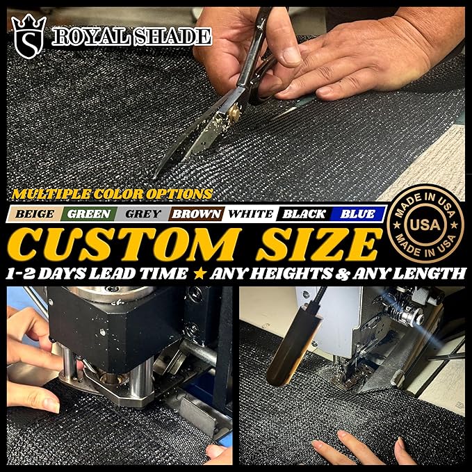 Royal Shade Custom Size 5' x 117' Brown Fence Privacy Screen Windscreen Cover Netting Mesh Fabric Cloth - Cable Zip Ties Included (We Make Custom Size)