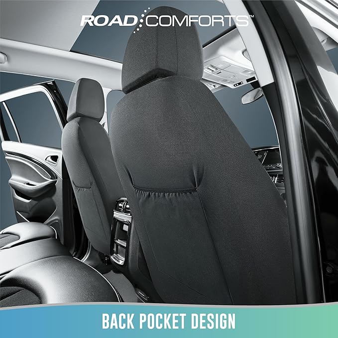 Road Comforts Car Seat Cover, Leather Car Seat Covers, Front Low Back Sport Seat Covers, Airbag Compatible, Universal Fits for Most Cars (Red)