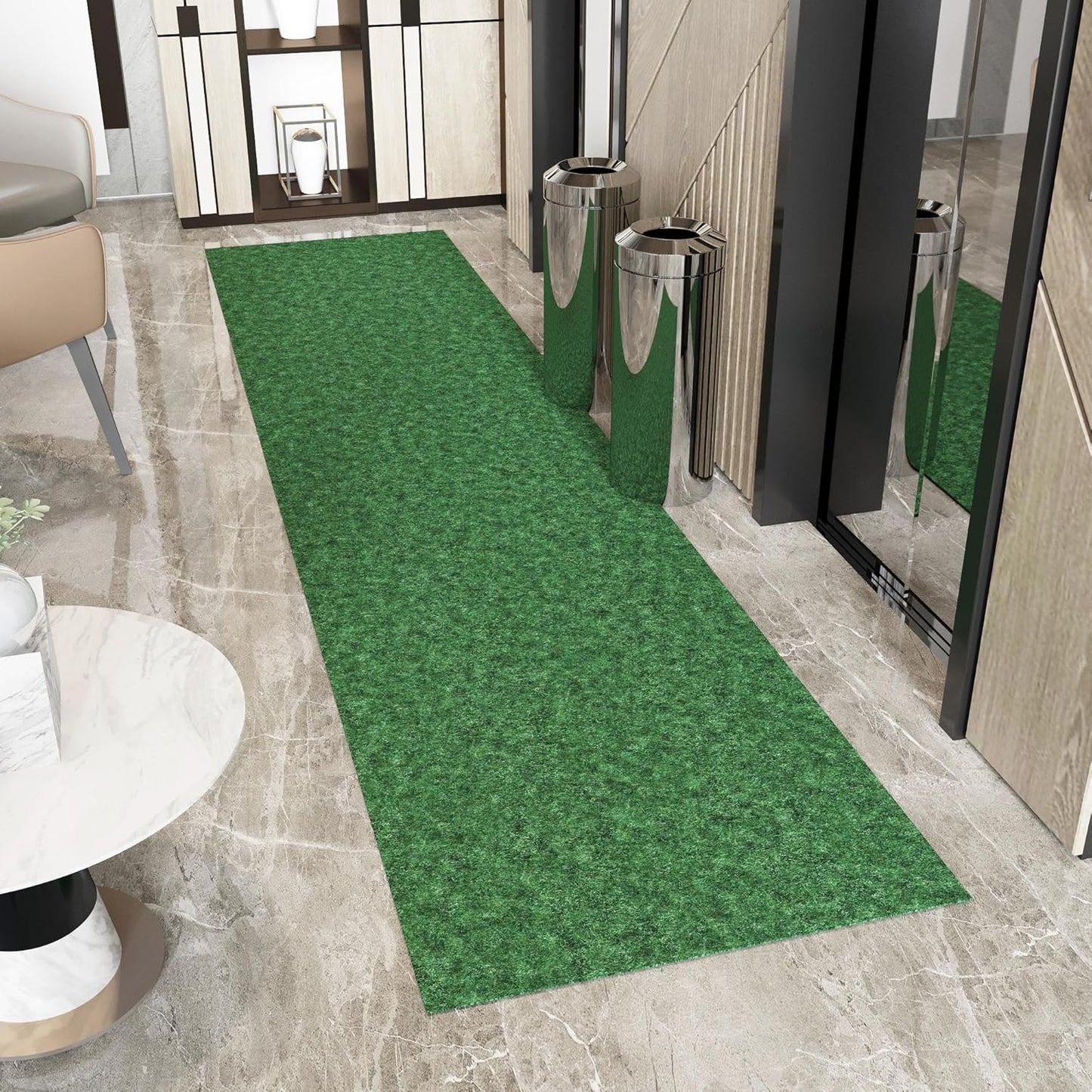 Ottomanson 2'7" x 18' Hallway Runner with Scraper Pile - Extra Durable Non-Slip Rug Mat for Indoor & Outdoor Use - Ideal for Kitchen, Entryway & Garage - High-Traffic Carpet, Green